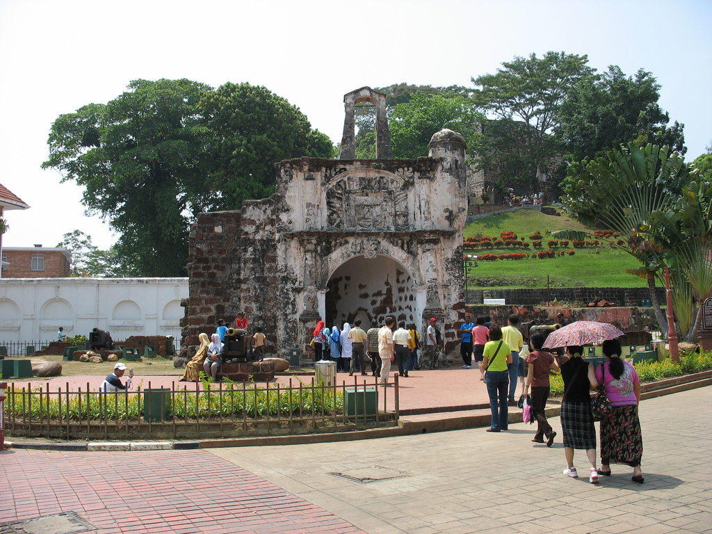 Porta de Santiago, único portão remanescente da fortaleza portuguesa A Famosa em Malaca